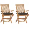 Image de vidaXL Chaises de jardin avec coussins - Lot de 2 - Teck