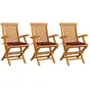 Image de VidaXL Chaises de jardin avec coussins - Teck