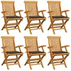 Image de vidaXL Chaises de jardin avec coussins taupe lot de 6 Bois teck massif