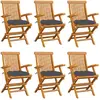 Image de Vidaxl Teck Chaises de jardin avec coussins - Lot de 6 - Anthracite
