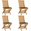 Image de vidaXL Chaises pliables avec coussins lot de 4 - Teck massif