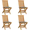 Image de vidaXL Chaises de jardin avec coussins gris - Bois de teck massif