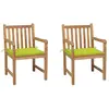Image de vidaXL Chaises de jardin lot de 2 avec coussins vert vif Teck massif