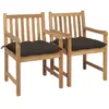 Image de vidaXL Chaises de jardin lot de 2 et coussins taupe Bois teck massif