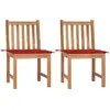 Image de Vidaxl Chaises de jardin avec coussins - Bois de teck (lot de 2)