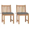 Image de vidaXL Lot de 2 chaises de jardin avec coussins bois de teck massif