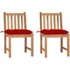 Image de vidaXL Chaises de jardin - Bois de teck massif - Coussins rouges