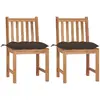 Image de vidaXL Chaises de jardin en teck avec coussins taupe