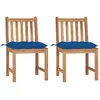 Image de vidaXL Chaises de jardin avec coussins bois de teck - Lot de 2