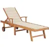 Image de VidaXL Chaise longue teck avec coussin crème