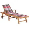 Image de Vidaxl vidaXL Chaise longue à carreaux rouge - Bois de teck