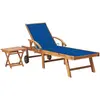 Image de vidaXL Chaise longue avec table - Bois de teck solide