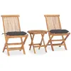 Image de vidaXL Ensemble à manger d'extérieur pliable 3 pcs - Teck