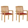 Image de vidaXL Chaises de jardin lot de 2 et coussins rouge