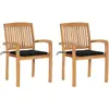 Image de vidaXL Chaises de jardin Teck - Lot de 2, Noir