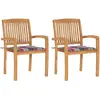 Image de vidaXL Chaises de jardin lot de 2 avec coussins à carreaux rouges Teck