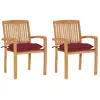 Image de vidaXL Chaises de jardin lot de 2 - Teck massif