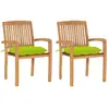 Image de vidaXL Lot de 2 chaises de jardin avec coussins vert vif teck massif