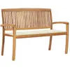 Image de vidaXL Banc de jardin empilable 128,5cm - Bois de teck massif