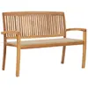 Image de vidaXL Banc de jardin empilable avec coussin Bois de teck