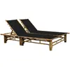 Image de VidaXL Chaise longue double bambou - Noir