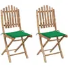 Image de vidaXL Chaises pliables de jardin lot de 2 avec coussins - Bambou
