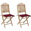 Image de vidaXL Chaises pliables de jardin lot de 2 avec coussins Bambou