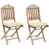 Image de vidaXL Chaises pliables jardin Bambou avec coussins - Lot de 2