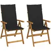 Image de vidaXL Chaises inclinables 2 pièces en bois