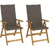 Image de vidaXL Chaises inclinables de jardin avec coussins - Taupe