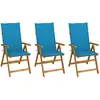 Image de vidaXL Chaises pliables de jardin avec coussins - Acacia massif bleu lot de 3