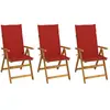 Image de vidaXL Chaises pliables avec coussins lot de 3 - Bois d'acacia