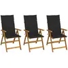 Image de vidaXL Chaises pliables jardin - Lot de 3 - Acacia massif Noir