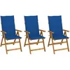 Image de vidaXL Chaises pliables jardin lot de 3 avec coussins Acacia