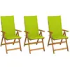 Image de vidaXL Chaises pliables de jardin avec coussins - Acacia massif vert vif lot de 3