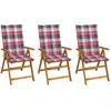 Image de vidaXL Chaises pliables de jardin - Bois d'acacia - Coussins à carreaux