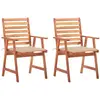 Image de vidaXL Chaises à manger d'extérieur lot de 2 et coussins Acacia massif