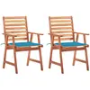 Image de vidaXL Chaises à manger d'extérieur lot de 2 et coussins Acacia massif