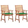 Image de vidaXL Chaises à manger d'extérieur lot de 2 et coussins Acacia massif