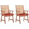 Image de vidaXL Chaises à manger d'extérieur lot de 2 et coussins Acacia massif