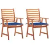 Image de vidaXL Chaises à manger d'extérieur lot de 2 et coussins Acacia massif