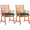 Image de vidaXL Chaises à manger d'extérieur lot de 2 et coussins Acacia massif
