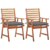 Image de vidaXL Chaises à manger d'extérieur lot de 2 et coussins Acacia massif