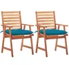 Image de vidaXL Chaises à manger d'extérieur lot de 2 et coussins Acacia massif