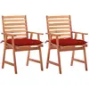Image de vidaXL Chaises à manger d'extérieur lot de 2 et coussins Acacia massif