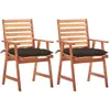Image de vidaXL Chaises à manger d'extérieur lot de 2 et coussins Acacia massif