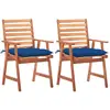 Image de vidaXL Chaises à manger d'extérieur lot de 2 et coussins Acacia massif