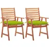 Image de vidaXL Chaises à manger d'extérieur lot de 2 et coussins Acacia massif