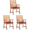 Image de vidaXL lot de 3 chaises d'extérieur Acacia massif avec coussins