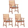 Image de Vidaxl Chaises à manger d'extérieur avec coussins - Acacia (lot de 3)